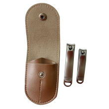 High Quality Brown Stainless steel Professional nail clipper set With PU leather Bag
